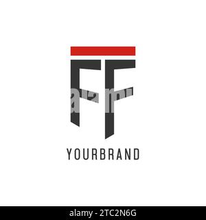 FF initial esport logo with simple shield design style vector graphic Stock Vector
