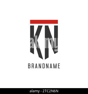 KN initial esport logo with simple shield design style vector graphic Stock Vector
