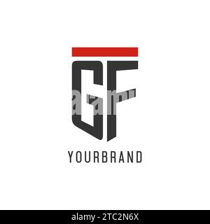 GF initial esport logo with simple shield design style vector graphic Stock Vector