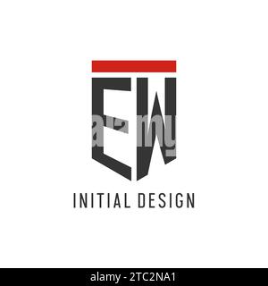 EW initial esport logo with simple shield design style vector graphic Stock Vector