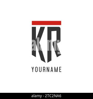 KR initial esport logo with simple shield design style vector graphic Stock Vector