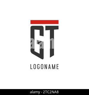 GT initial esport logo with simple shield design style vector graphic Stock Vector