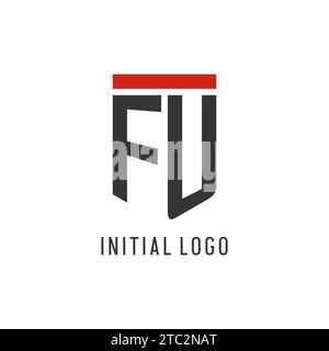 FU initial esport logo with simple shield design style vector graphic Stock Vector