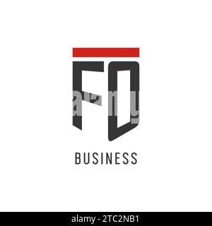 FO initial esport logo with simple shield design style vector graphic Stock Vector