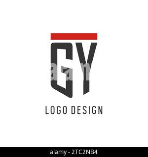 GY initial esport logo with simple shield design style vector graphic Stock Vector