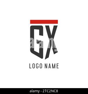 GX initial esport logo with simple shield design style vector graphic Stock Vector