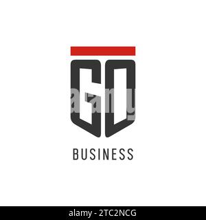 GO initial esport logo with simple shield design style vector graphic Stock Vector