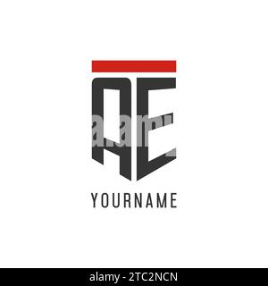 AE initial esport logo with simple shield design style vector graphic Stock Vector