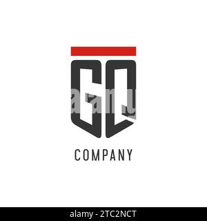 GQ initial esport logo with simple shield design style vector graphic Stock Vector