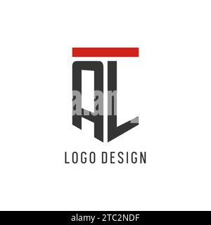 AL initial esport logo with simple shield design style vector graphic Stock Vector