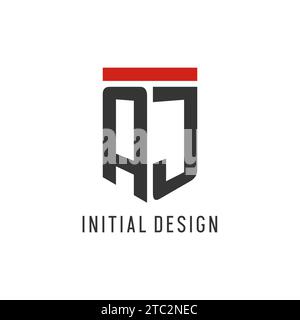 AJ initial esport logo with simple shield design style vector graphic Stock Vector