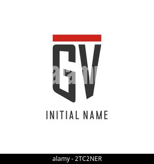 GV initial esport logo with simple shield design style vector graphic Stock Vector