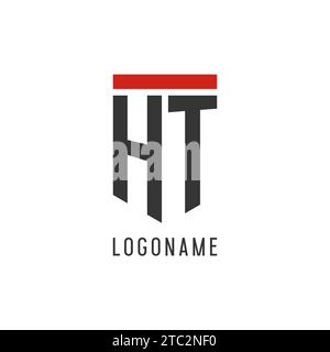 HT initial esport logo with simple shield design style vector graphic Stock Vector