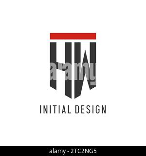 HW initial esport logo with simple shield design style vector graphic Stock Vector