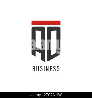 AO initial esport logo with simple shield design style vector graphic Stock Vector