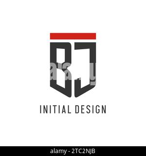 BJ initial esport logo with simple shield design style vector graphic Stock Vector