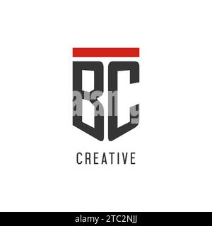 BC initial esport logo with simple shield design style vector graphic Stock Vector