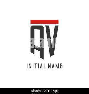 AV initial esport logo with simple shield design style vector graphic Stock Vector