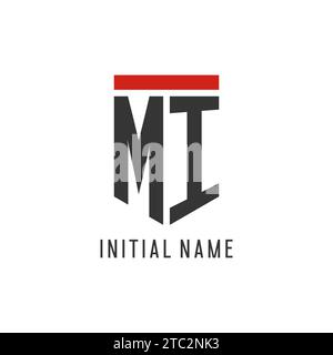 MI initial esport logo with simple shield design style vector graphic Stock Vector