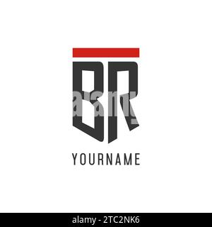 BR initial esport logo with simple shield design style vector graphic Stock Vector