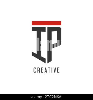 IP initial esport logo with simple shield design style vector graphic Stock Vector