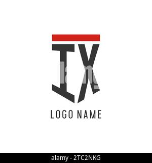 IX initial esport logo with simple shield design style vector graphic Stock Vector