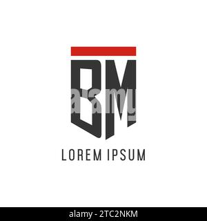BM initial esport logo with simple shield design style vector graphic Stock Vector