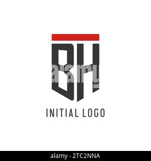 BH initial esport logo with simple shield design style vector graphic Stock Vector