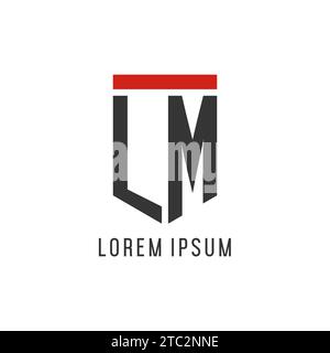 LM initial esport logo with simple shield design style vector graphic Stock Vector