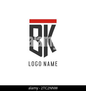 BK initial esport logo with simple shield design style vector graphic Stock Vector