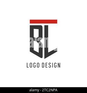 BL initial esport logo with simple shield design style vector graphic Stock Vector