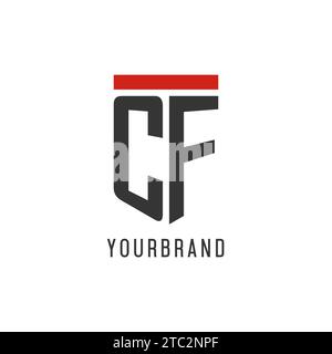 CF initial esport logo with simple shield design style vector graphic Stock Vector