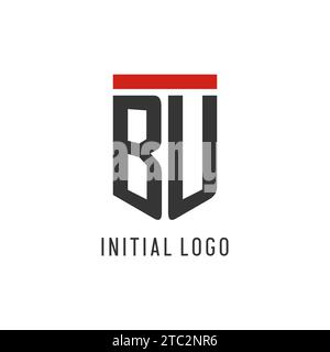 BU initial esport logo with simple shield design style vector graphic Stock Vector