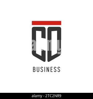 CO initial esport logo with simple shield design style vector graphic Stock Vector