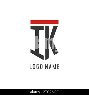 IK initial esport logo with simple shield design style vector graphic Stock Vector