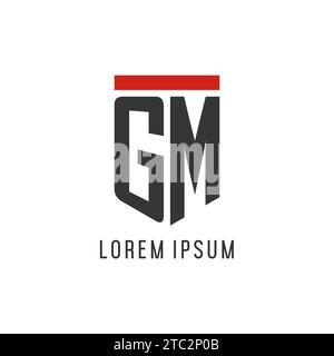 GM initial esport logo with simple shield design style vector graphic Stock Vector