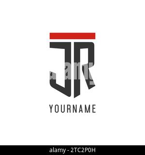 JR initial esport logo with simple shield design style vector graphic Stock Vector