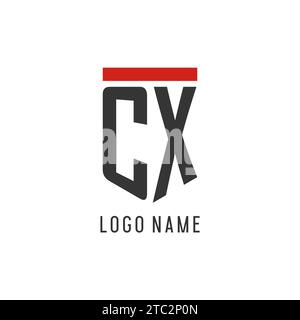 CX initial esport logo with simple shield design style vector graphic Stock Vector