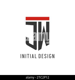 JW initial esport logo with simple shield design style vector graphic Stock Vector