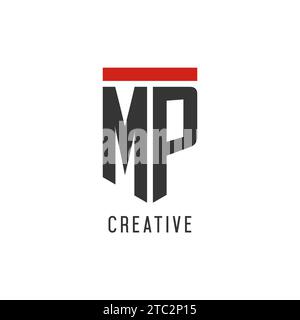 MP initial esport logo with simple shield design style vector graphic Stock Vector