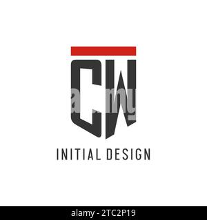 CW initial esport logo with simple shield design style vector graphic Stock Vector