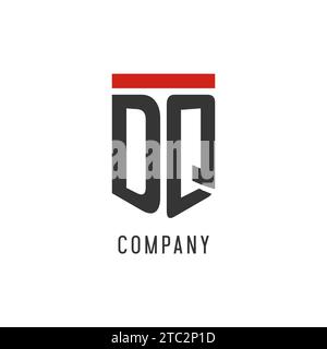 DQ initial esport logo with simple shield design style vector graphic Stock Vector
