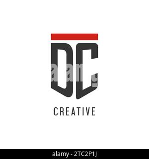 DC initial esport logo with simple shield design style vector graphic Stock Vector