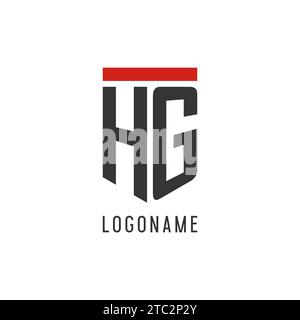 HG initial esport logo with simple shield design style vector graphic Stock Vector