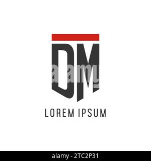 DM initial esport logo with simple shield design style vector graphic Stock Vector