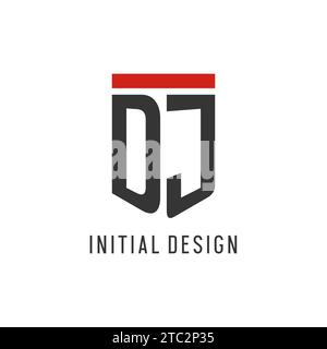 DJ initial esport logo with simple shield design style vector graphic Stock Vector