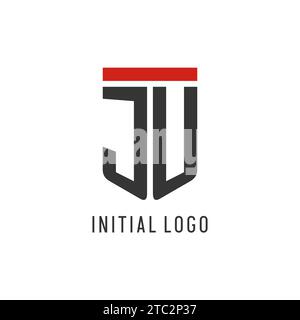 JU initial esport logo with simple shield design style vector graphic Stock Vector