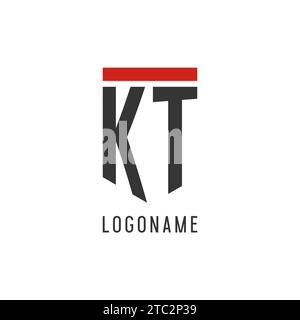 KT initial esport logo with simple shield design style vector graphic Stock Vector