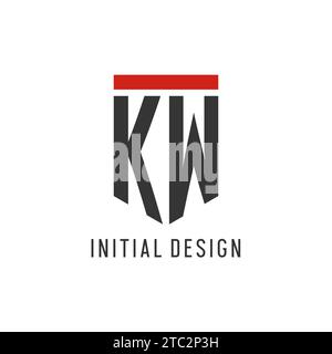 KW initial esport logo with simple shield design style vector graphic Stock Vector