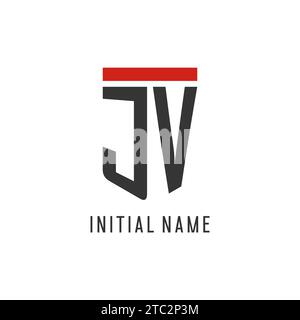 JV initial esport logo with simple shield design style vector graphic Stock Vector